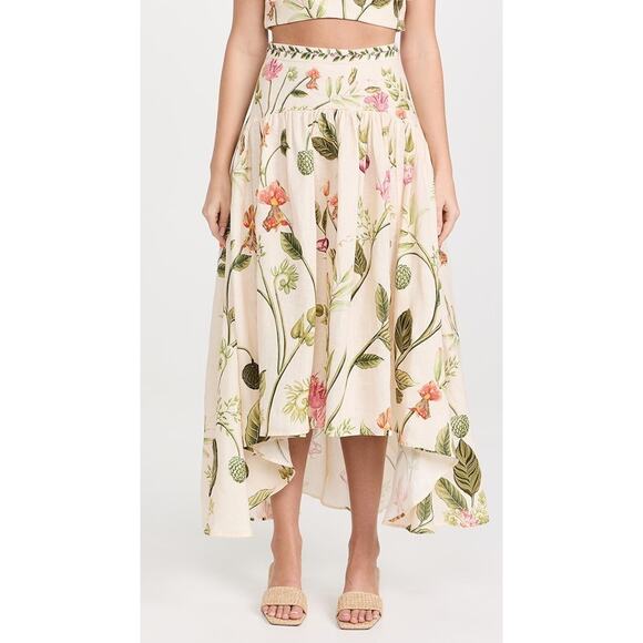 Agua by Agua Bendita Curua Cultivo Skirt Floral Embroidered Multi Cream - Xs - Picture 6 of 6